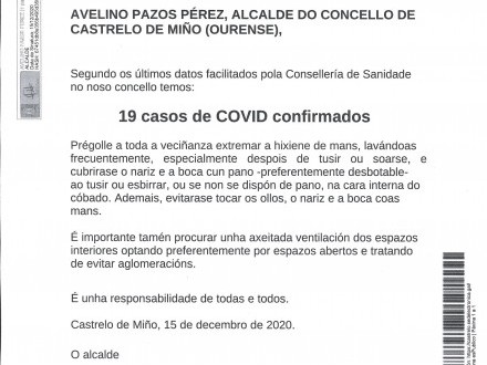 NOTA INFORMATIVA: 19 CASOS DE COVID CONFIRMADOS