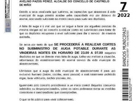 Bando cortes abastecimiento agua