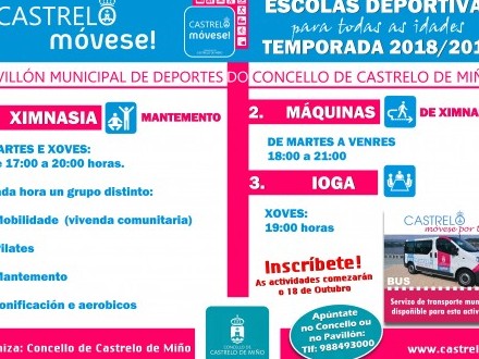 Actividades deportivas. ESCOLAS DEPORTIVAS 2018