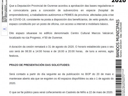 BANDO 14/2020: Subvenciones para autnomos y PYMES