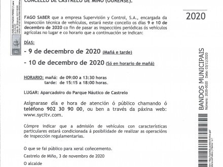 BANDO 20/2020: INSPECCIN TCNICA DE VEHCULOS AGRCOLAS