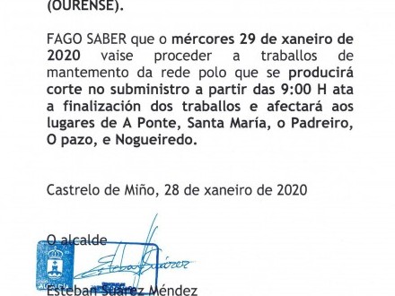 Nota informativa: Trabajos de mantenimiento en la red de agua